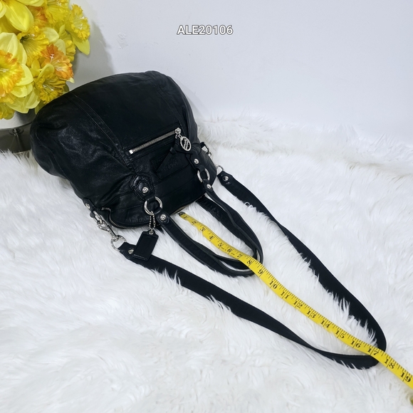 Coach Poppy Black Leather Satchel Shoulder Bag #16283 - Picture 5 of 17